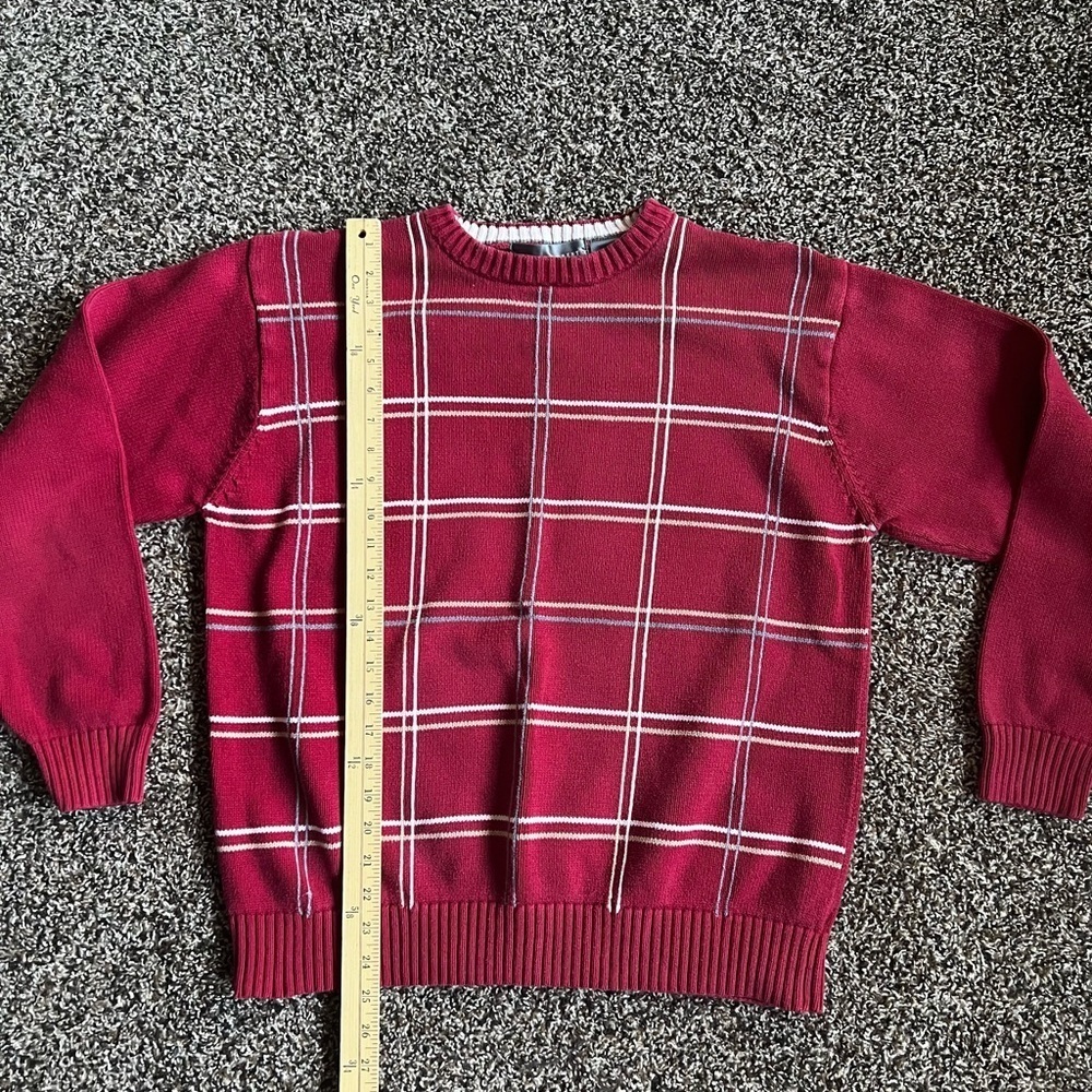 Oscar de la Renta Red Plaid Crewneck Sweater - Picture 5 of 7